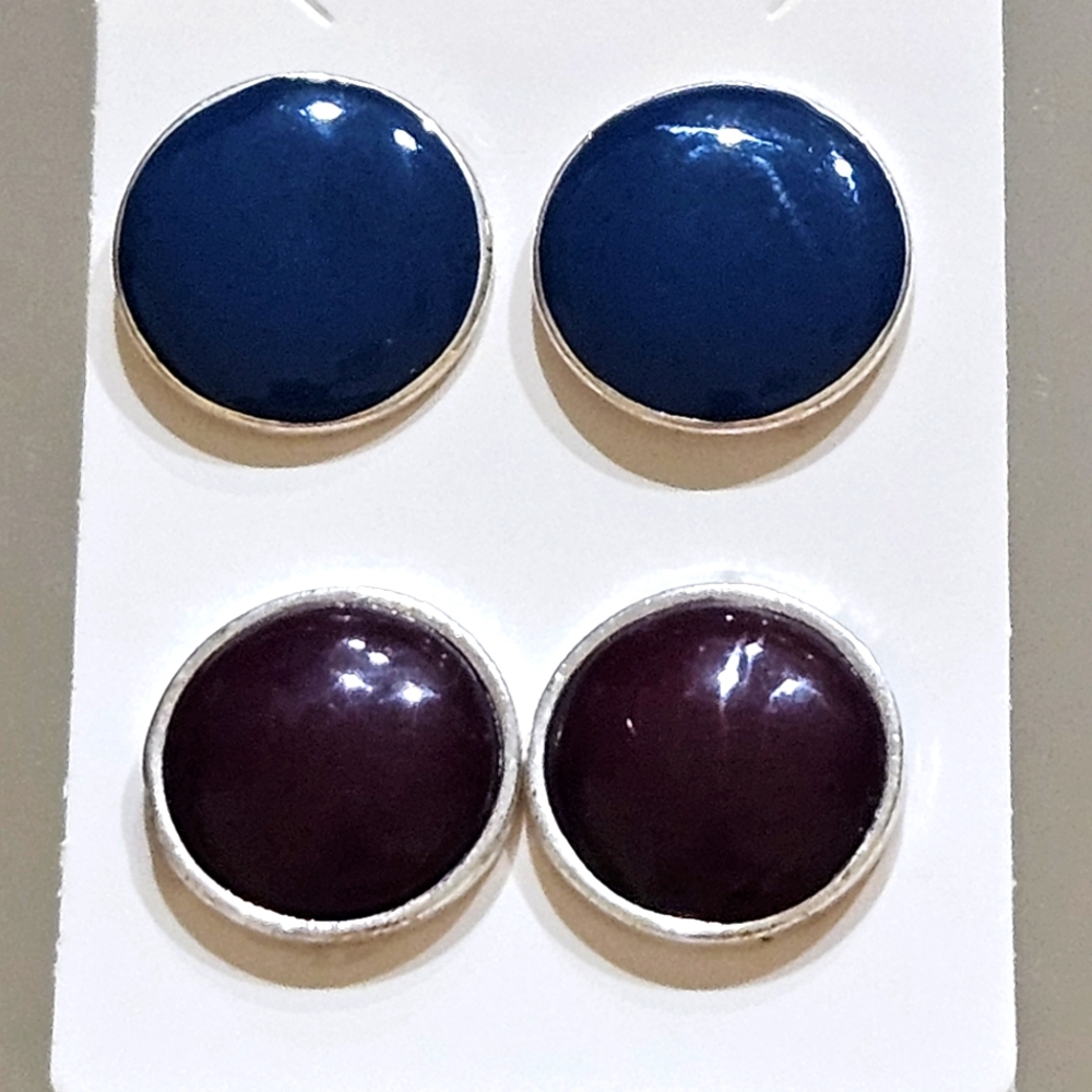 Vintage Circle Clip On Earring Set Of 2 Pair
